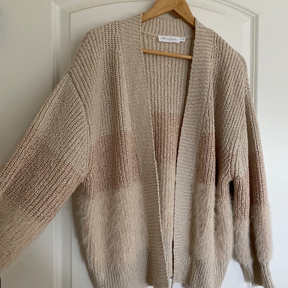All in Favor - color block, mix media open front cardigan size Small